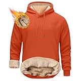 Hoodie Herren Kapuzenpullover Fleece Pullover mit Kapuze Dicke Kapuzenpulli Winter Hoody Sweatshirt Bequeme Fleecepullover Warm Kapuzenjacke Warehouse Deal Orange M