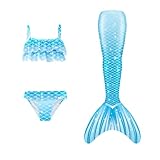 TTNTTR 𝙈eerjung𝙛rau 𝙁losse 𝙈ädchen mit Bikini Sommer 𝙈ono𝙛losse Kostüm Schwimm𝙁lossen Kinder Hawaiian Strand Bademode 𝙁ischschwanz Schwimmanzug Cosplay Kostüme
