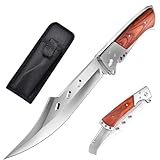 Taschenmesser mit Palisandergriff, Halb Klappmesser aus 440C-Stahl, Einzigartiges Langer Klinge Scharfes Jagdmesser Outdoor Messer für Camping-, Survival-, Wandern- und Geburtstagsgeschenk für Männer