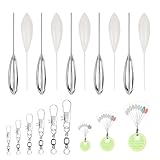 MOAZIFI Angelzubehör Forelle Set – 19 Stück Forellen Angelzubehör mit 6 Dreifachwirbeln, 27 Silikon Raumbohnen. Sbirolino Schwimmend und langsam sinkend (6-20g) – Ideal für seichte und Grundfische.