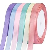 Foshird Satinband Pastell 10mmx22m Geschenkband Bunt Schleifenband 6 Farben Bänder zum Basteln Dekoband für Luftballons Hochzeit Geburtstag DIY Geschenkverpackung