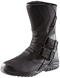 Protectwear Motorradstiefel, Tourenstiefel, Allroundstiefel aus schwarzem Leder mit Klettverschluss, Schwarz, 44