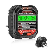 diymore Steckdosentester mit RCD-Prüfung und LCD-Voltage-Display, Steckdosenprüfgerät mit 6 Arten von Fehlerdiagnose, Leckspannungs- und Stromanzeige, FI Test, 90-250V/45-65Hz, CAT ll 300V