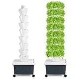 QWORK® Hydroponik Turm Kit 8 Etagen 40 Löcher Pflanzturm Hydroponisches Anzuchtsystem für Kräuter, Obst und Gemüse