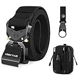 Leskyair Herren Taktischer Gürtel, Arbeitsgürtel Hochleistungsgürtel 1,5-Zoll, Militärstil Schnellverschluss Metallschnalle 38MM Breite, Geschenk mit Taktischem Molle Taschen und Wasserflaschenclip