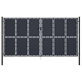 vidaXL Gartentor Gartentür Hoftor Hoftür Gartenpforte Zauntor Zauntür Doppeltor Tor Garten Zaun Pforte Doppelflügeltor Stahl 400x175cm Anthrazit