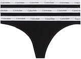 Calvin Klein Damen 3er Pack Strings Thong Unterwäsche, Schwarz (Black/Black/Black), M