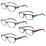 Kerecsen 5 Pack Lesebrille Damen Gute Brillen Hochwertig Mode Federscharniere Komfortabel Lesehilfe fur Frauen (5 Farbe Mischen, 2.5)