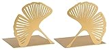 moses. libri_x Buchstütze Gingko 2er Set, Dekoratives Buchständer-Set aus Metall in Gold, Goldene Buchstützen mit Cut-Out Look