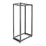 StarTech.com 4-Pfosten 42 HE Mobiles Open Frame Serverrack, 19' Netzwerk Rack mit Rädern, Netzwerkschrank/Rack für Computer/AV/Daten/IT Geräte - Rollen, Nivellierfüße oder Bodenmontage (4POSTRACK42)
