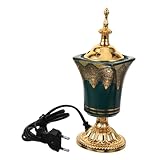 TOGEVAL Elektrischer Weihrauchbrenner im Arabischen Stil Keramischer Duftofen für Meditation und Aromatherapie Kompakt und Leicht für Raumduft und Dekoration Grün Eu Stecker