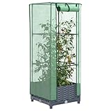 Hochbeet mit Gewächshaus-Aufsatz Rattan-Optik 40x40x123 cm, Snsowed Palettenrahmen, Hochteich, Gemüsebeet, Kräuterregal Balkon, Blumenbeet, Kräuterspirale, Tomatenbeet, Pflanzhochbeet - 4015823