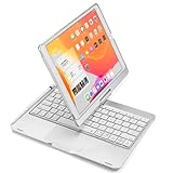 kaidisen Um 360 Grad drehbare Tastatur für iPad 9. / 8. / 7. Generation 25,9 cm (10,2 Zoll), Air 3. Generation, Pro Tastaturhülle mit Touchpad, 7-farbige Hintergrundbeleuchtung, faltbare Tastatur mit