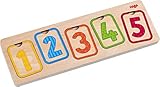 HABA 304587 - Holzpuzzle Erste Zahlen, 10-teiliges Greifpuzzle mit Zahlen und Mengen von 1-5, Holzspielzeug ab 12 Monaten