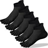 QUPOLPOL 5 Paar Zehensocken Herren – Atmungsaktive Sportsocken mit Fünf Zehen Baumwolle Kurzsocken für Laufen, Fitness, Fußball, Basketball, Radfahren, Arbeit, EU 39-45 (Schwarz)