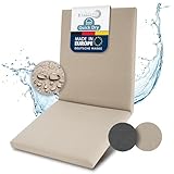 Beautissu Premium Niedriglehner Auflage 100% Wasserdicht 100x50cm – UV-beständig Bequem Pflegeleicht Waschbar Sitzkissen Gartenstuhl – Quick Dry Polsterauflage Gartenmöbel Stuhlauflage Beige