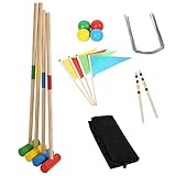 Ansobea Krocket Spiel, 2-4 Spieler Croquet Set, Krocketspiel mit Tasche, Kinder Erwachsene Holzspielzeug, Outdoor Familie Gartenspiel Geschicklichkeitsspiel