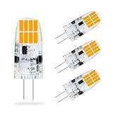 YzzYzz G4 Led Glühbirne, 2W Birnen Warmweiß 2700K Ersatz 20W Halogenlampen, 296LM Leuchmittel AC/DC 12V, Stiftsockellampe Nicht Dimmbar Kein Flimmern, 4er Pack