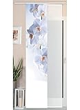 Gardinenbox 2er Set Schiebegardine Flächenvorhang Wildseide Optik und Voile Paneel, 245x45, Orchidee Weiß, 80400