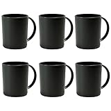 Hausfelder Kaffeebecher Kunststoff 6er Set, Camping Kaffeebecher 6 x 360 ml, Camping Tassen Set 6er (SpaceBlack)