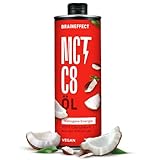 BRAINEFFECT MCT-Öl C8 (1000ml) - Bildet 300% mehr Ketone als andere MCT-Öle (100% C8) - Ketogene Ernährung - Reiner Extrakt aus Kokosnussöl -