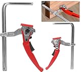 BIGP 2 Stück Zwinge, Ganzstahl-Tischzwinge mit Hebelgriff, Hebelzwinge, Schnellspanner mit 160mm Kapazität und 60mm Kehlentiefe zum Schleifen, Schneiden