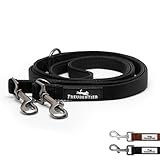 FREUDENTIER Hundeleine 2m – Verstellbare Führleine - Weich gepolstert, liegt angenehm in der Hand - Robuste Leine Hund für mittelgroße & große Hunde - Model Clyde (Schwarz, 20mm)