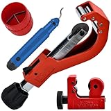 Rohrschneider Edelstahl Set 3-65mm mit Entgrater Vielseitiger Rohrabschneider für Edelstahlrohre für Schneiden von Dünner Edelstahl, Stahl, Kupferrohr, Aluminium, Kunststoff (bspw. PVC & PE)