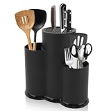 3 in 1 Messerblock Ohne Messer, Schwarz Messerblockhalter...