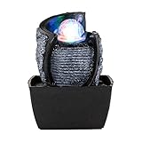 Dyna-Living Tischbrunnen mit Rollender Kugel, Tischplatte Zimmerbrunnen Wasserfall Brunnen für Indoor Wasserbrunnen für Home Office Decor, Polyresin (Stil 6)