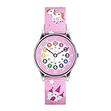 Cander Berlin MNA 1230 E Kinderarmbanduhr Kinderuhr Armbanduhr Mädchen Uhr Lernzifferblatt Einhorn rosa pink bunt