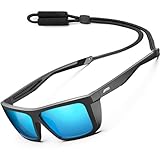 ATTCL Herren Sport Polarisierte Sonnenbrille Für Laufen Fahren Angeln Reise Sportbrille UV-Schutz Sonnenbrillen1124 C13-Black-Black-blue