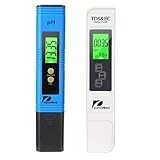 Pancellent PH Messgerät, PH TDS EC und Temperatur 4 in 1 Set, Wasserqualität Tester(ATC) für Trinkwasser/Schwimmbad/Aquarium/Pools, Leitwertmessgerät mit hoher Genauigkeit und LCD Display (Blau)