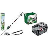 Bosch Akku Teleskop Heckenschere UniversalHedgePole 18 (1 Akku, 18 Volt System, im Karton) & Akku Pack PBA 18V 4.0Ah W-C (18 Volt System, 4.0Ah Batterie Akku, im Karton)