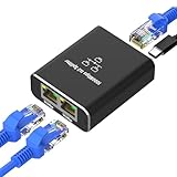 Loydia 1000Mbps Ethernet Splitter, LAN Splitter 1 to 2 RJ45 LAN Switch 2 Port with Type-C Power Cable, Gigabit Ethernet Splitter LAN Switch for Computer, Laptop, Switch, Router, Network Socket, TV Box