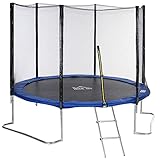 HOMCOM Trampolin Ø345 cm Gartentrampolin mit Sicherheitsnetz Randabdeckung gepolstert Stahl Schwarz+Blau bis 100 kg