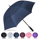 Regenschirm Sturmfest Groß,XL Golf Umbrella Stockschirm mit Auf-Zu-Automatik für Herren Damen - Travel Schirm mit Tragegurt,von ZOMAKE(Marineblau)