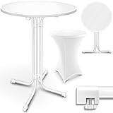 tillvex® Gastro Stehtisch klappbar 2er Set Ø80cm mit Husse | Bistrotisch FERTIG MONTIERT | Klapptisch rund - wetterfester Partytisch | Gartentisch Indoor & Outdoor