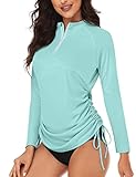 Desol Rashguard UV Shirt Damen Langarm, 1/4 Zip Surf Shirt, Damen Surf Shirt Bademode, Schnell Trocknend und Seitlich Verstellbar, UV Schwimmshirt Damen UPF 50+ für Badeanzug und Surfen