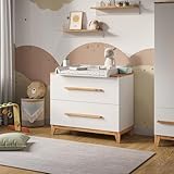 VitaliSpa Wickelkommode Malia, Weiß/Artisan, 108 x 98 cm mit 2 Schubladen