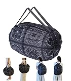 GIMIRO Multifunktionale Faltbare Tasche Reise Duffel Rucksack Handtasche Schultertasche Große Kapazität Einkaufstaschen Sport Fitness Taschen (Black Bohemia)