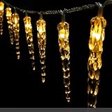 KINGCOO 40LED Eiszapfen Lichterkette Außen und Innen, Wasserdicht 6M LED Eiszapfen Rohr Meteorschauer Lichter Batteriebetrieben für Balkon Party Haus Garten Weihnachtsbeleuchtung Deko (Warmweiß)