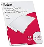 Ibico Laminierfolien A4 Matt 125 mic, 100 Stück, Beschriftbare Heißlaminierfolien, abgerundete Ecken, ideal für Schule oder Büro, 627323