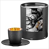 EISCH Espressoglas mit Untersetzer 24 Karat Gold Cosmo (1 Stk) in Geschenkröhre, Echtgold veredeltes Kristallglas, spülmaschinengeeignete Espresso Tasse, Made in Germany (Art.-Nr. 180208)