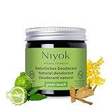 Niyok 2-in-1 anti-transpirante Deocreme 'Green Touch' (40ml) • Natürliches Deo ohne Aluminium • 24h Schutz vor Geruch & Schweiß • Deodorant Creme Unisex • Feste Deo Creme vegan