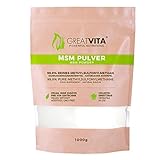 GreatVita MSM Pulver, 99,9% rein, (1x 1000g) Methylsulfonylmethan, organischer Schwefel ohne Zusätze