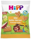 HiPP Bio für Kinder Mini Hafer-Herzen Butterkeks-Vanille, 40g, 12er Pack (12x40g)