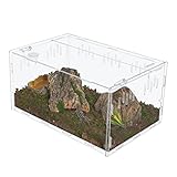 aleawol Extra Groß Acryl Terrarium Reptile Fütterungsbox 38 x 25 x 19cm, Transparent Reptilienzuchtbox Reptilien Box, Terrarium Transportbox für Spinne Eidechse Skorpion Tausendfüßler Gehörnter Frosch