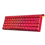 GK61 Hot-Swap Mechanische Gaming-Tastatur - 62 Tasten Mehrfarbige RGB-LED-Hintergrundbeleuchtung für PC-/Mac-Spieler - ISO Deutsches Layout (Gateron Optical Brown, Rot)