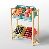 Björn&Schiller Getränkekistenregal – Stabiler Bierkastenständer, Regal für Getränkekisten, für 4 Kisten, Getränkekistenhalter, rutschfest Kistenstander, aus Bambus und Eisen (für 4 Kisten)